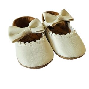 Myggpp Girly Mary Jane Flats Baby Shoes, Cream Size 6-12 Mos